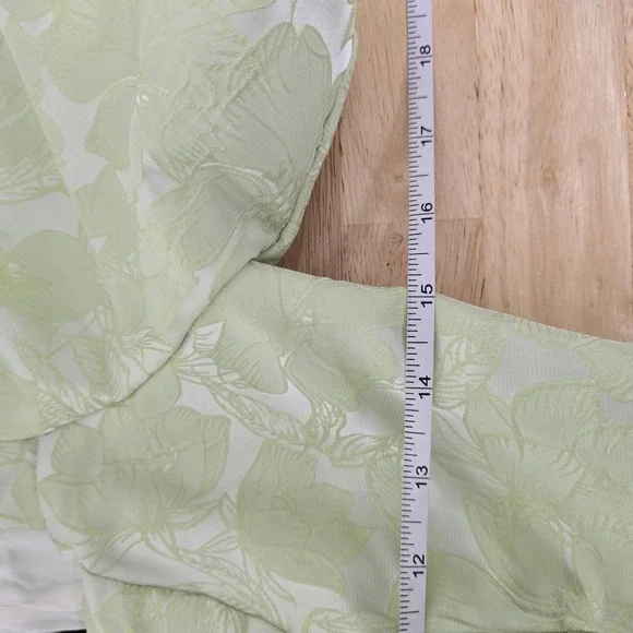 Lulus Sweetheart Puff Sleeve Floral Jacquard Mini Dress Light‎ Green Size Small - Picture 6 of 10